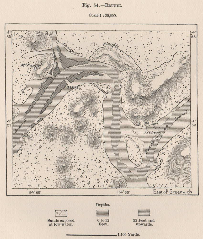 Brunei. Borneo. East Indies 1885 old antique vintage map plan chart
